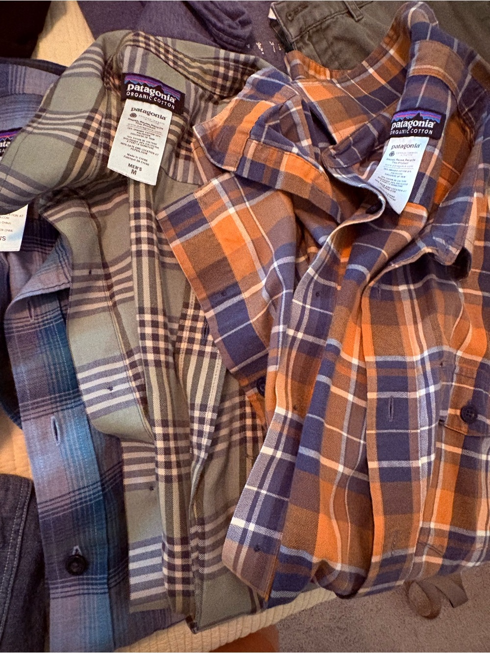 Patagonia Organic Cotton Plaid Button-Up Shirts (three pieces)